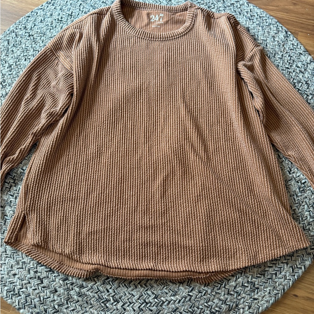 Maurices Brown Waffle Knit Sweatshirt